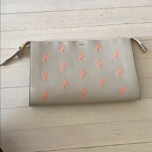 Chloe embroidered horse clutch
